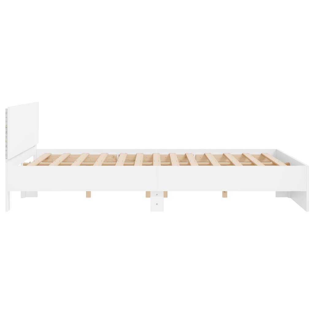 Bed Frame with LED without Mattress White 200x200 cm