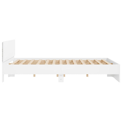 Bed Frame with LED without Mattress White 200x200 cm