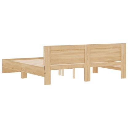 Bed Frame with LED without Mattress Sonoma Oak 200x200 cm