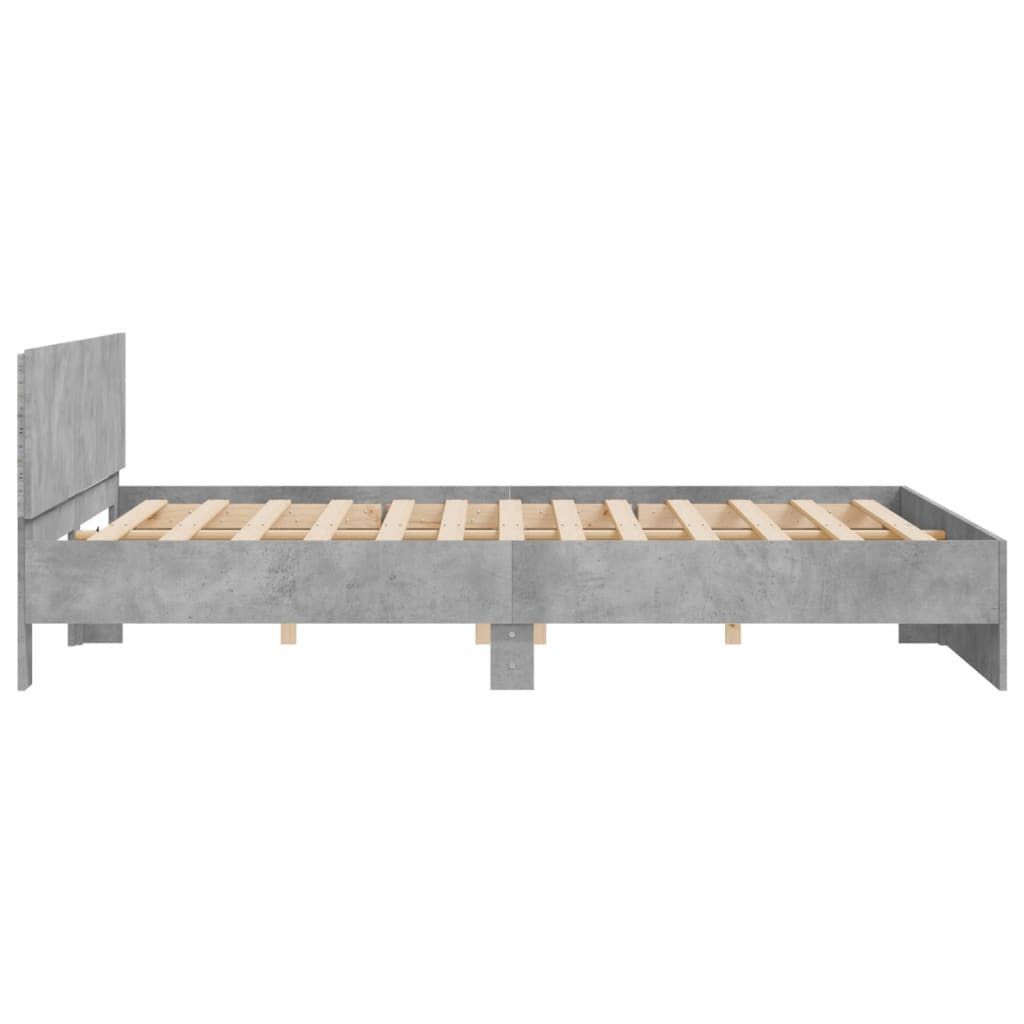 Bed Frame with LED without Mattress Concrete Grey 200x200 cm