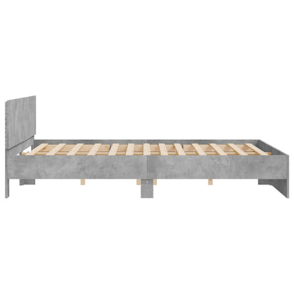 Bed Frame with LED without Mattress Concrete Grey 200x200 cm