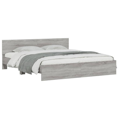 Bed Frame with LED without Mattress Grey Sonoma 200x200 cm