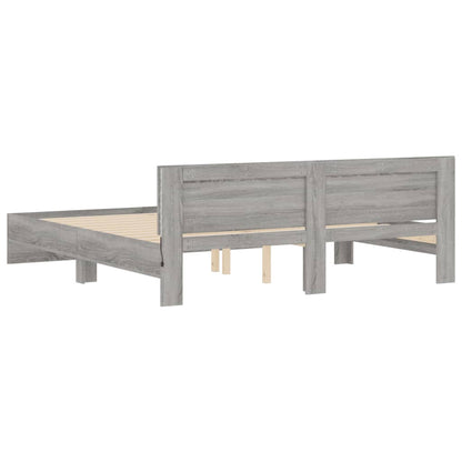 Bed Frame with LED without Mattress Grey Sonoma 200x200 cm
