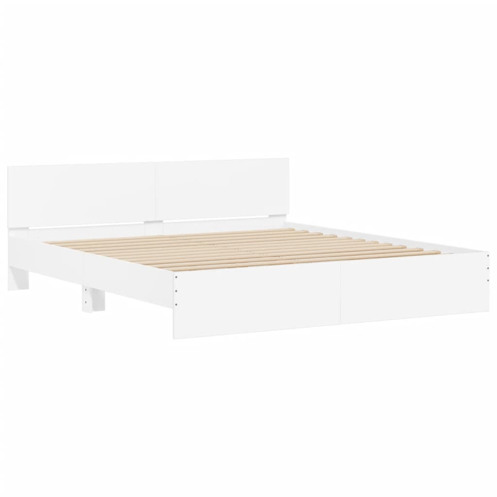 Bed Frame with LED without Mattress White 180x200 cm Super King