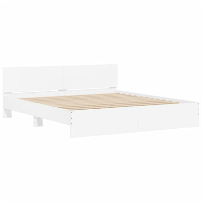 Bed Frame with LED without Mattress White 180x200 cm Super King