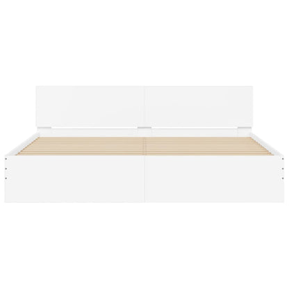 Bed Frame with LED without Mattress White 180x200 cm Super King