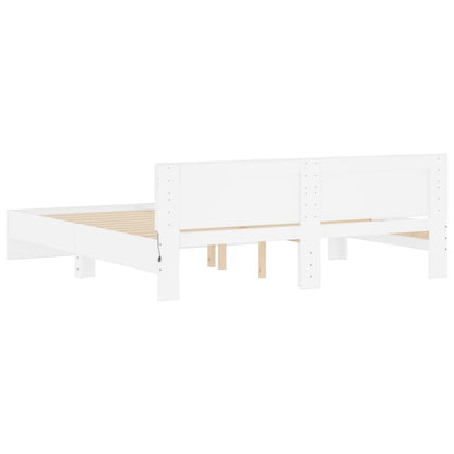 Bed Frame with LED without Mattress White 180x200 cm Super King
