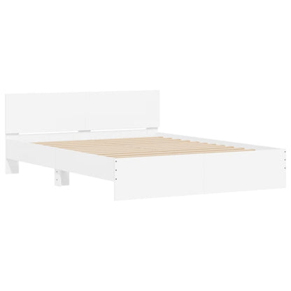 Bed Frame with LED without Mattress White 160x200 cm