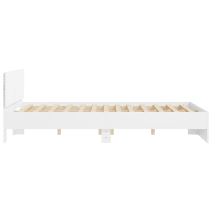 Bed Frame with LED without Mattress White 160x200 cm