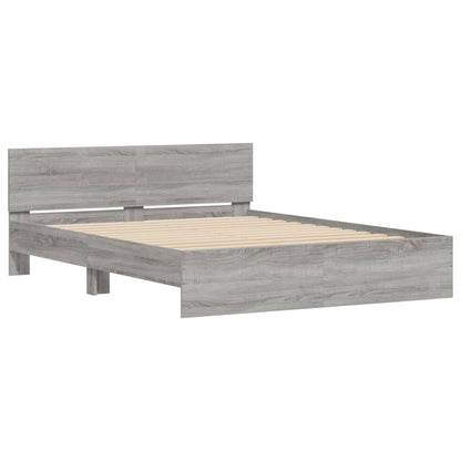 Bed Frame with LED without Mattress Grey Sonoma 160x200 cm