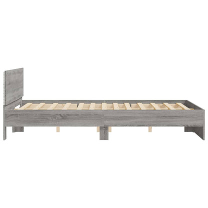 Bed Frame with LED without Mattress Grey Sonoma 160x200 cm