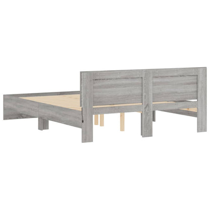 Bed Frame with LED without Mattress Grey Sonoma 160x200 cm