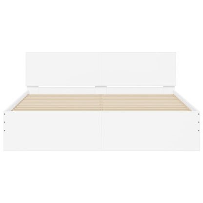 Bed Frame with LED without Mattress White 150x200 cm King Size