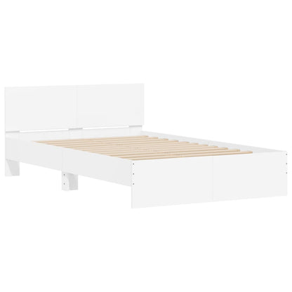 Bed Frame with LED without Mattress White 135x190 cm Double