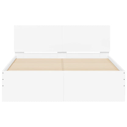 Bed Frame with LED without Mattress White 135x190 cm Double