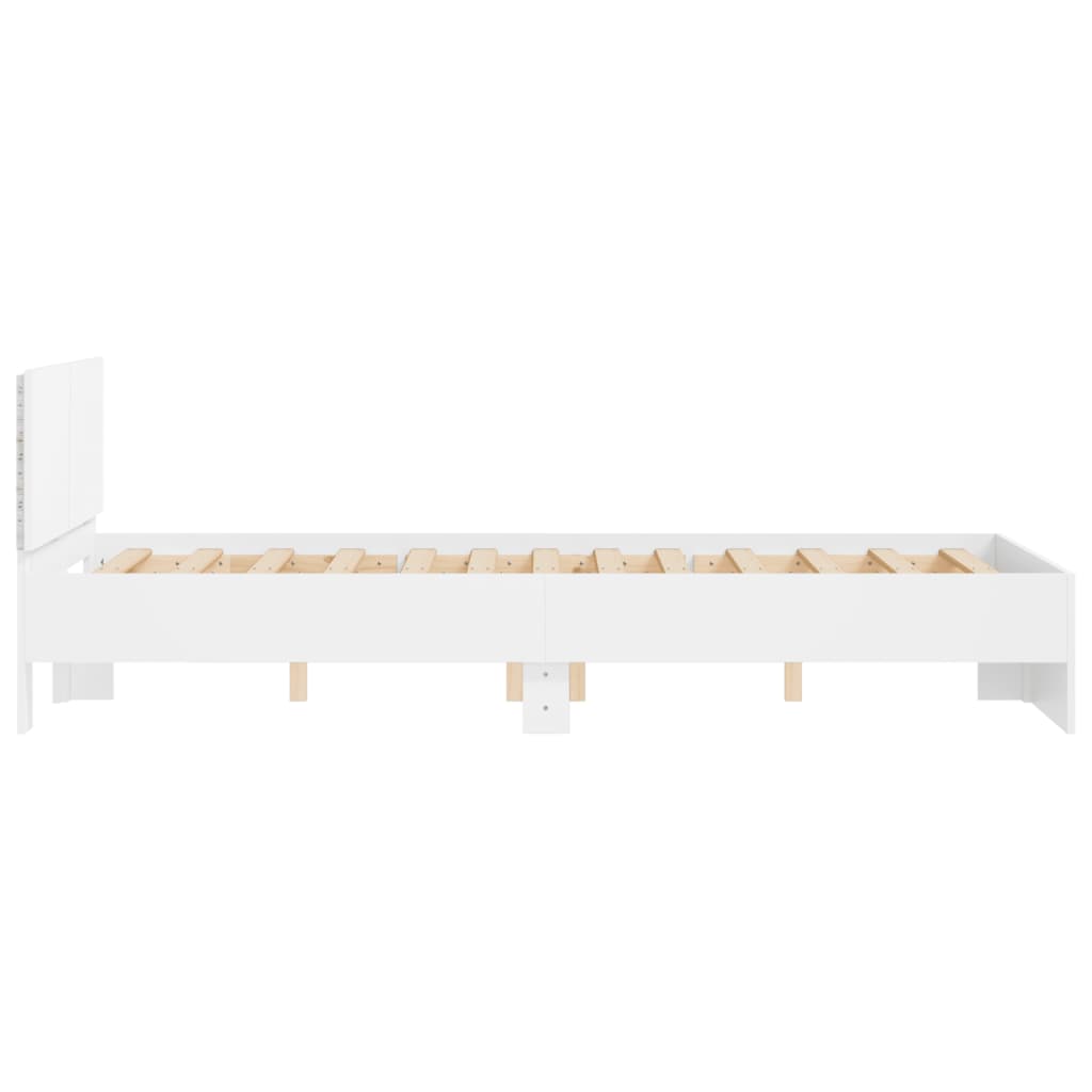 Bed Frame with LED without Mattress White 135x190 cm Double