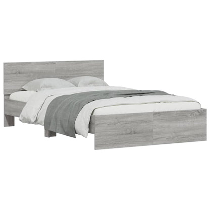 Bed Frame with Headboard and LED Grey Sonoma 135x190 cm Double