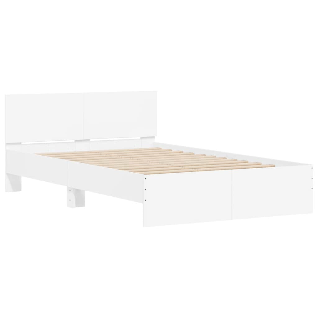 Bed Frame with Headboard and LED White 120x190 cm Small Double