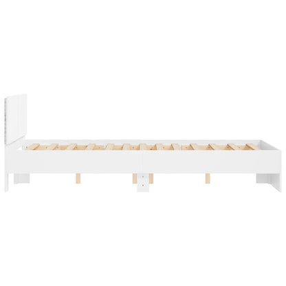 Bed Frame with Headboard and LED White 120x190 cm Small Double