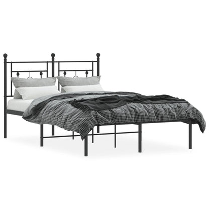 Metal Bed Frame without Mattress with Headboard Black 120x190cm