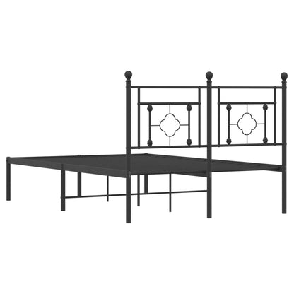 Metal Bed Frame without Mattress with Headboard Black 120x190cm