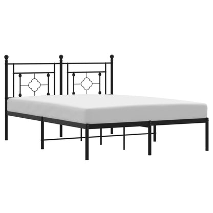 Metal Bed Frame without Mattress with Headboard Black 140x190cm
