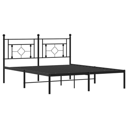 Metal Bed Frame without Mattress with Headboard Black 160x200cm