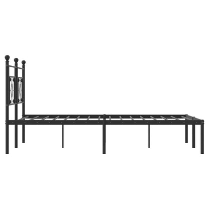 Metal Bed Frame without Mattress with Headboard Black 160x200cm