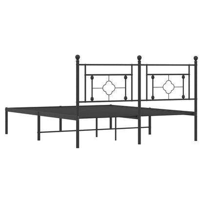 Metal Bed Frame without Mattress with Headboard Black 160x200cm