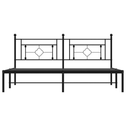 Metal Bed Frame without Mattress with Headboard Black 183x213cm