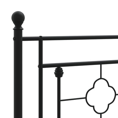 Metal Bed Frame without Mattress with Footboard Black 75x190cm