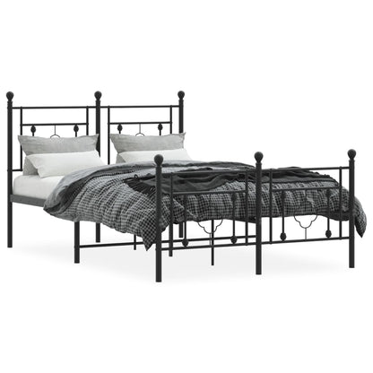 Metal Bed Frame without Mattress with Footboard Black 120x200cm
