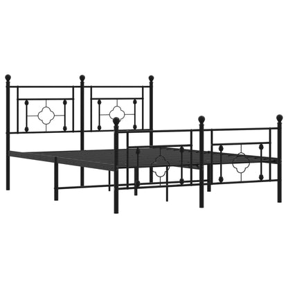 Metal Bed Frame without Mattress with Footboard Black 140x190cm