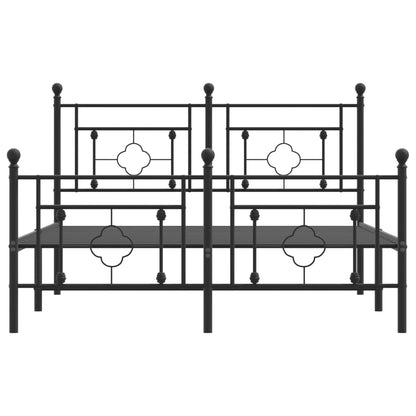 Metal Bed Frame without Mattress with Footboard Black 140x190cm