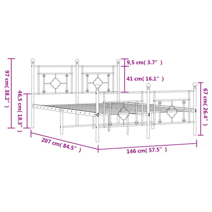 Metal Bed Frame without Mattress with Footboard Black 140x200cm