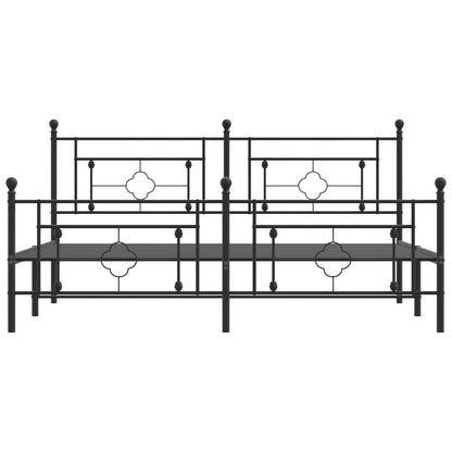 Metal Bed Frame without Mattress with Footboard Black 183x213cm