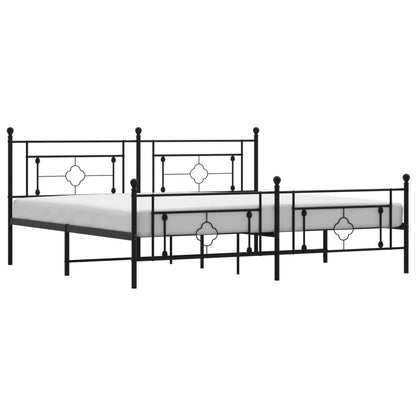 Metal Bed Frame without Mattress with Footboard Black 200x200cm