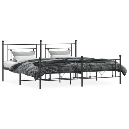 Metal Bed Frame without Mattress with Footboard Black 200x200cm