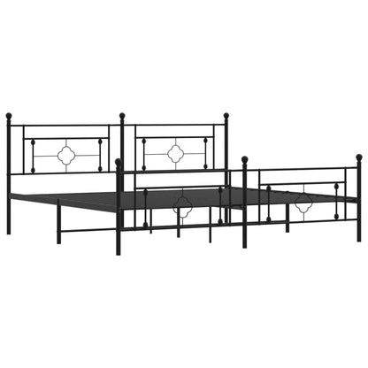 Metal Bed Frame without Mattress with Footboard Black 200x200cm