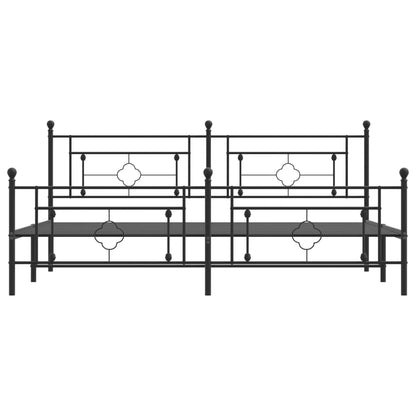 Metal Bed Frame without Mattress with Footboard Black 200x200cm