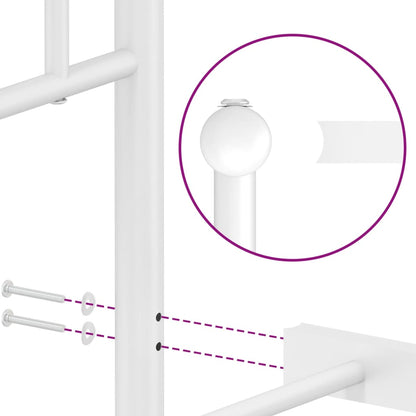 Metal Bed Frame without Mattress with Headboard White 75x190cm