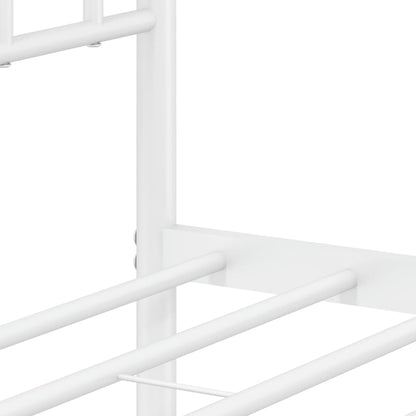 Metal Bed Frame without Mattress with Headboard White 75x190cm