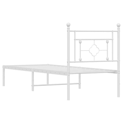 Metal Bed Frame without Mattress with Headboard White 80x200cm