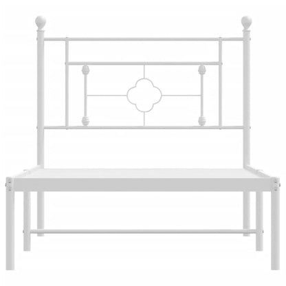 Metal Bed Frame without Mattress with Headboard White 90x190cm