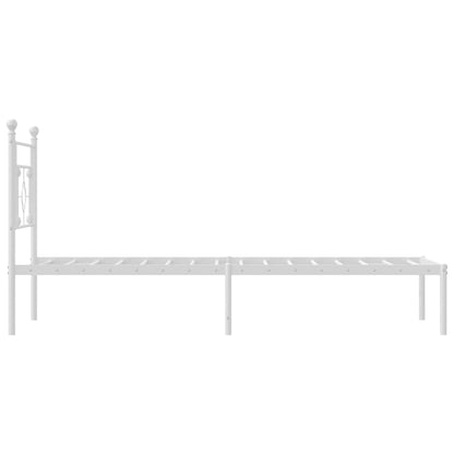 Metal Bed Frame without Mattress with Headboard White 90x190cm