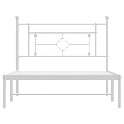 Metal Bed Frame without Mattress with Headboard White 107x203cm