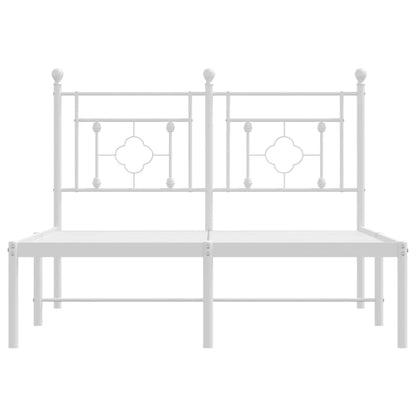 Metal Bed Frame without Mattress with Headboard White 120x190cm