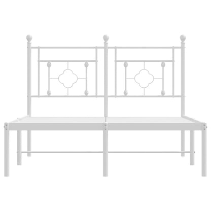 Metal Bed Frame without Mattress with Headboard White 120x200cm