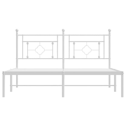 Metal Bed Frame without Mattress with Headboard White 150x200cm