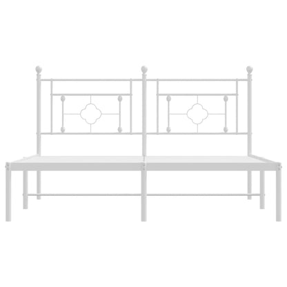 Metal Bed Frame without Mattress with Headboard White 160x200cm